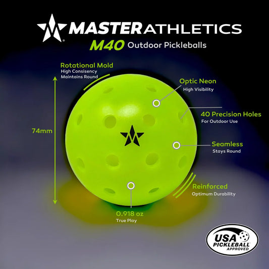 Master Athletics M40 Outdoor Pickleball - Case of 100 Balls