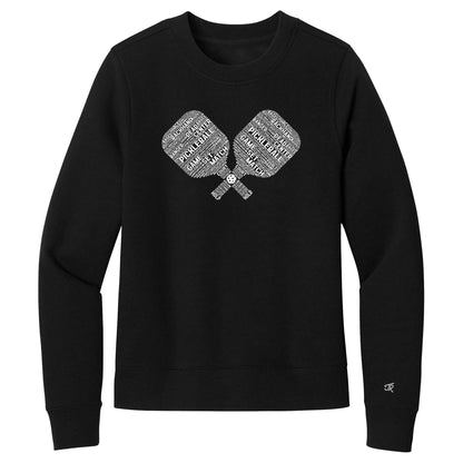 Pickleball Wordfill Ladies Crewneck Sweatshirts (Online Exclusive)
