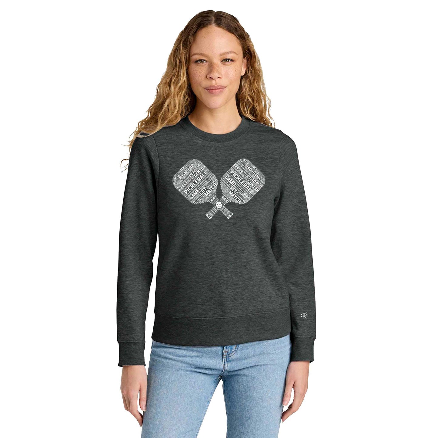 Pickleball Wordfill Ladies Crewneck Sweatshirts (Online Exclusive)