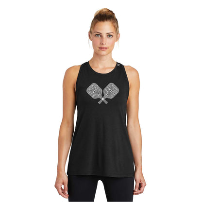 Pickleball Wordfill Ladies Moisture Wicking Racerback Tank (Online Exclusive)