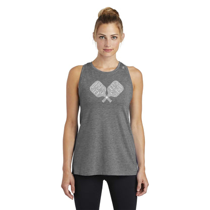 Pickleball Wordfill Ladies Moisture Wicking Racerback Tank (Online Exclusive)