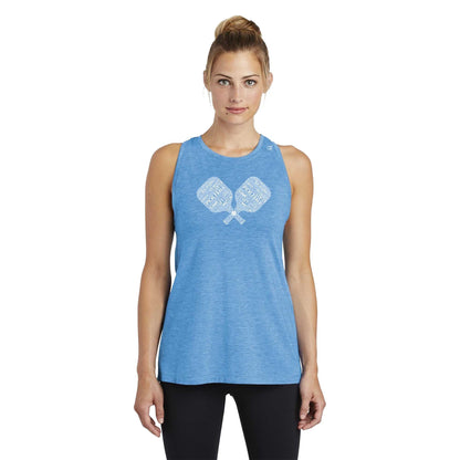 Pickleball Wordfill Ladies Moisture Wicking Racerback Tank (Online Exclusive)