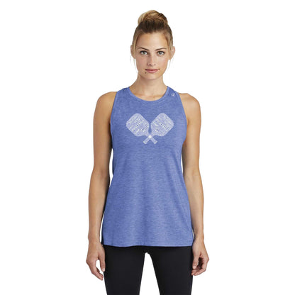 Pickleball Wordfill Ladies Moisture Wicking Racerback Tank (Online Exclusive)