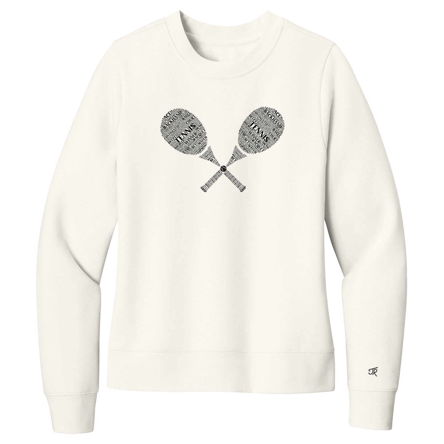 Tennis Wordfill Ladies Crewneck Sweatshirts (Online Exclusive)