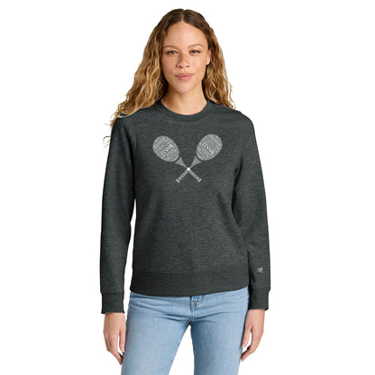 Tennis Wordfill Ladies Crewneck Sweatshirts (Online Exclusive)