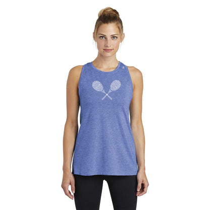 Tennis Wordfill Ladies Moisture Wicking Racerback Tank (Online Exclusive)